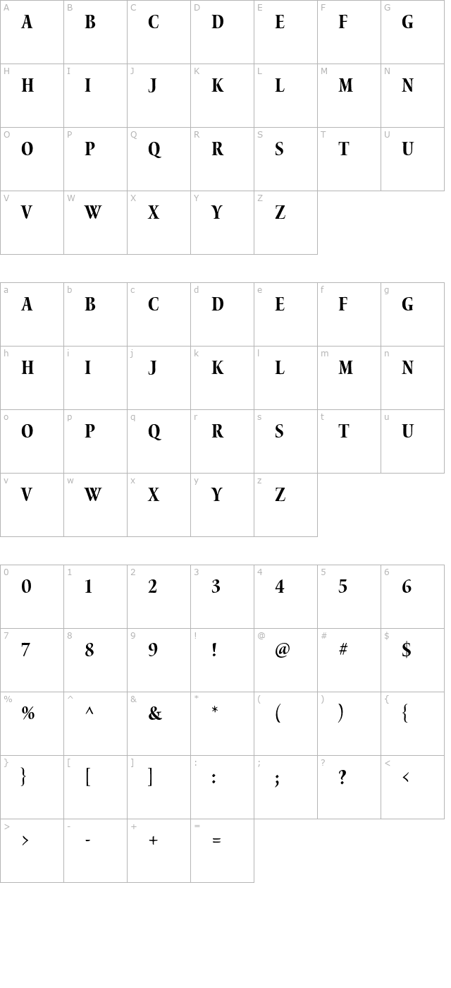 WatersTitlingPro-BdCn character map