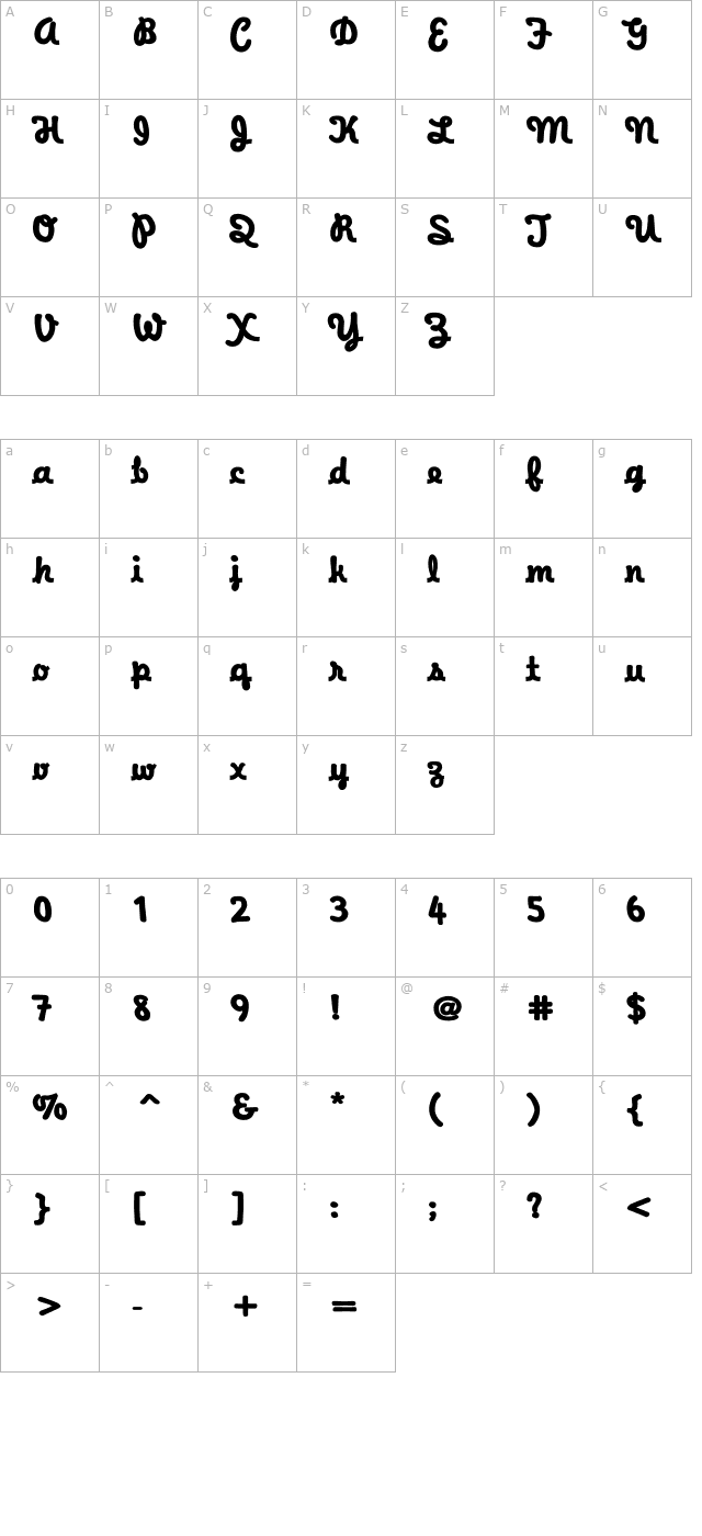 WaveeWeekend-Thick character map