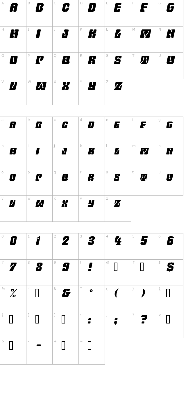 wavyornamental-oblique character map