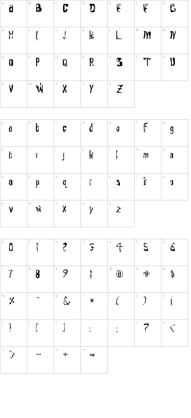 waxtrax-regular character map