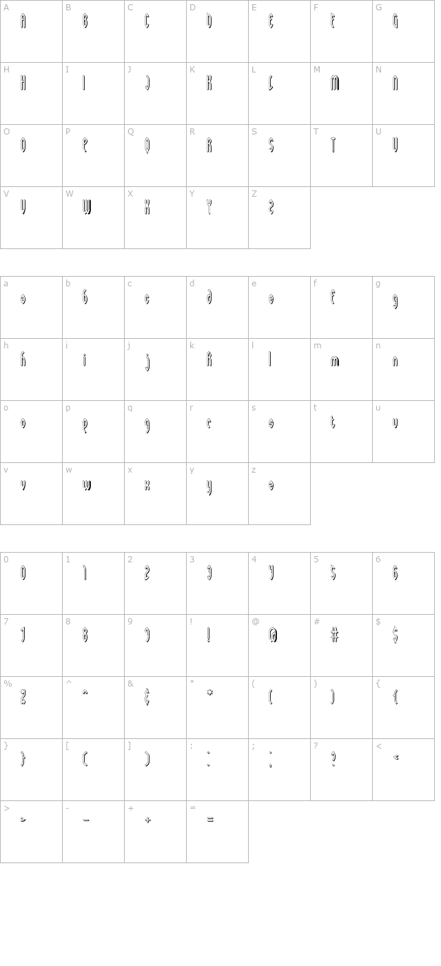 Wayward Shadow BRK character map