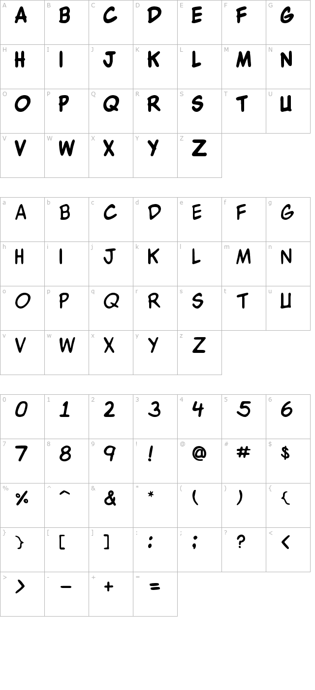 wbx-komik character map