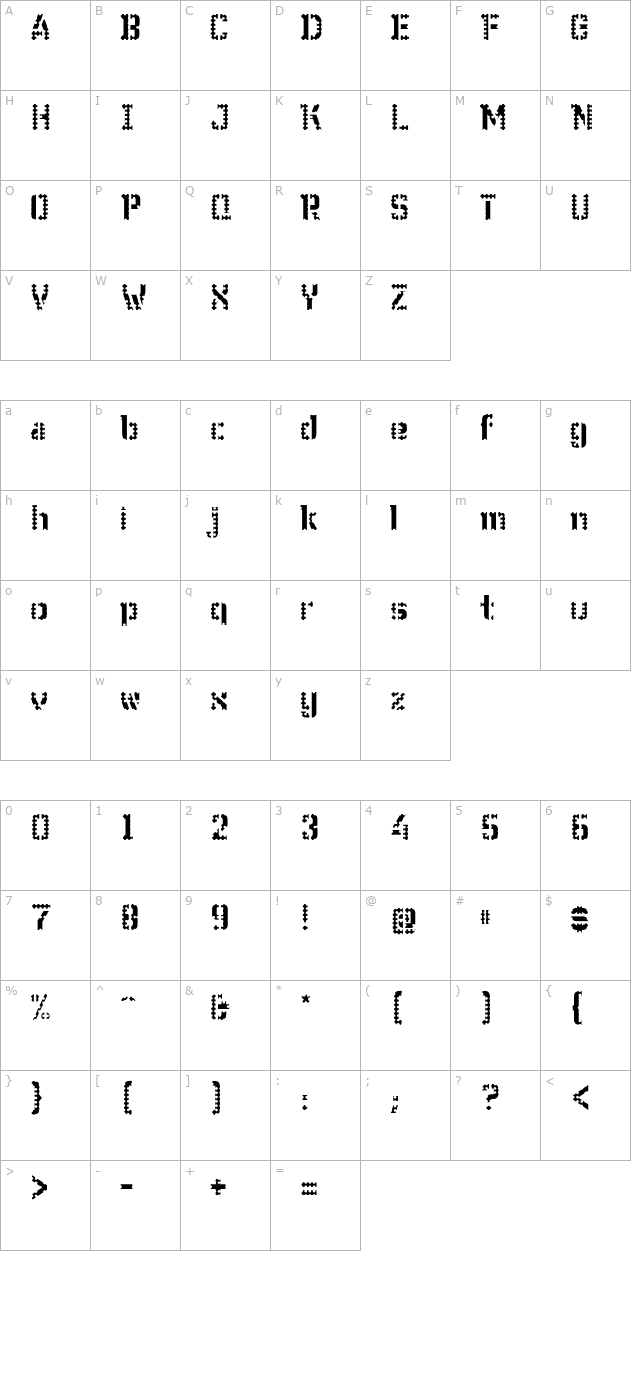 WC Wunderbach Perfo Bta DemiBold OTF character map