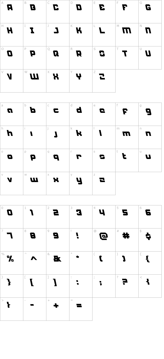 Weaponeer Leftalic character map