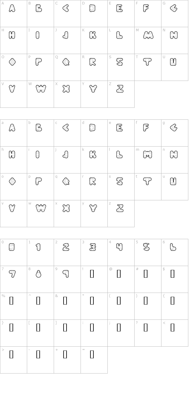 web-press-bold character map