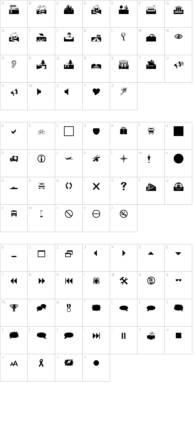 Webdings character map