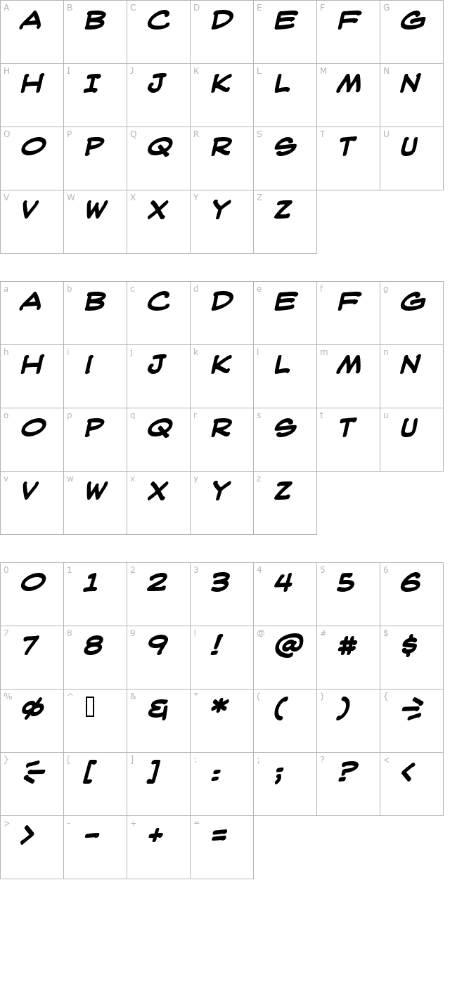 WebLetterer BB Bold character map