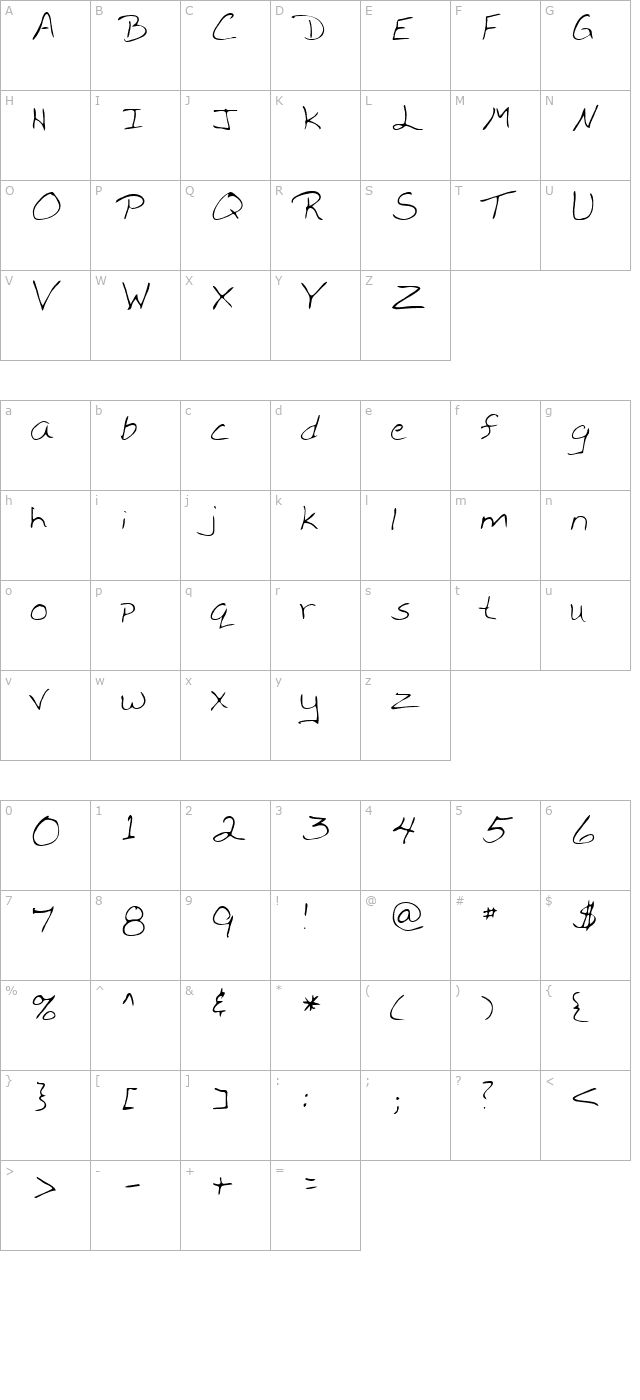 webster-regular character map