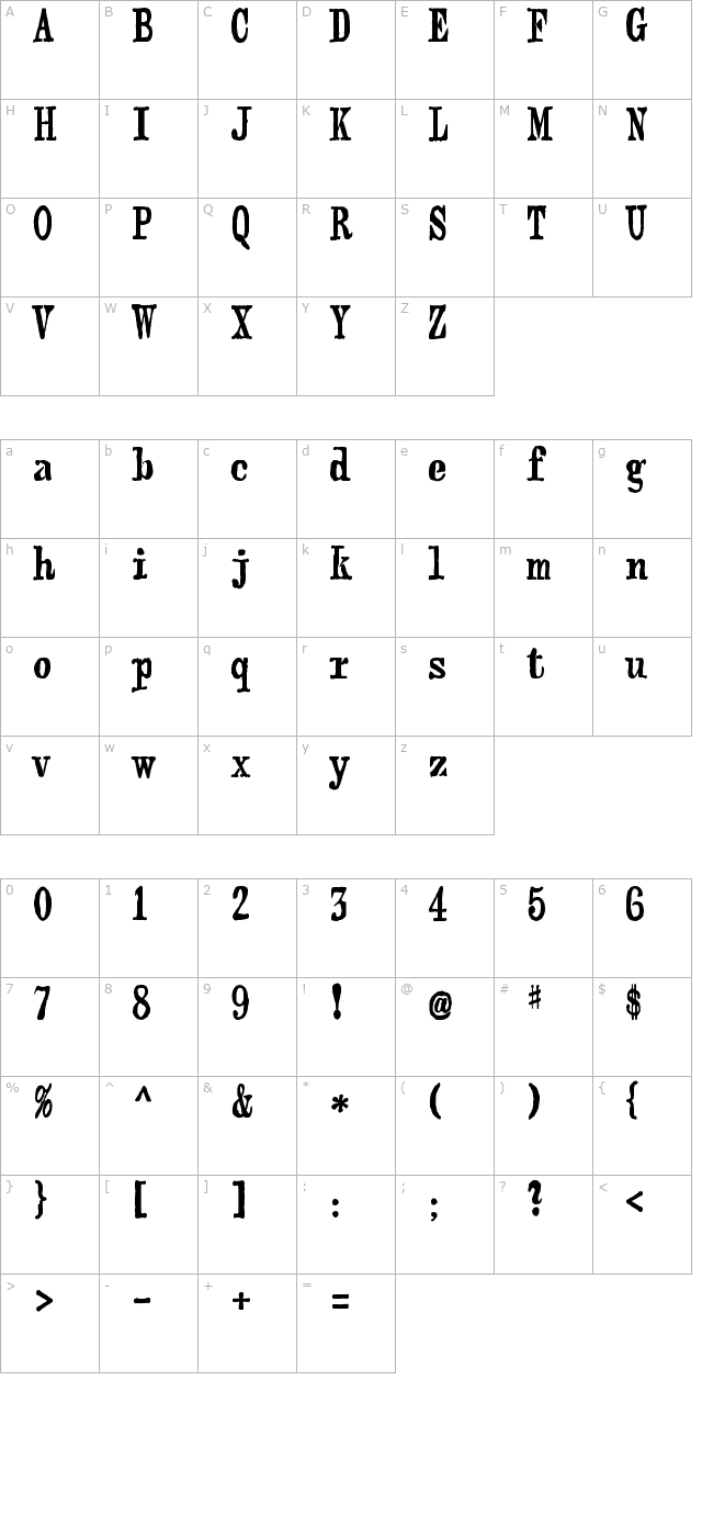 webster character map