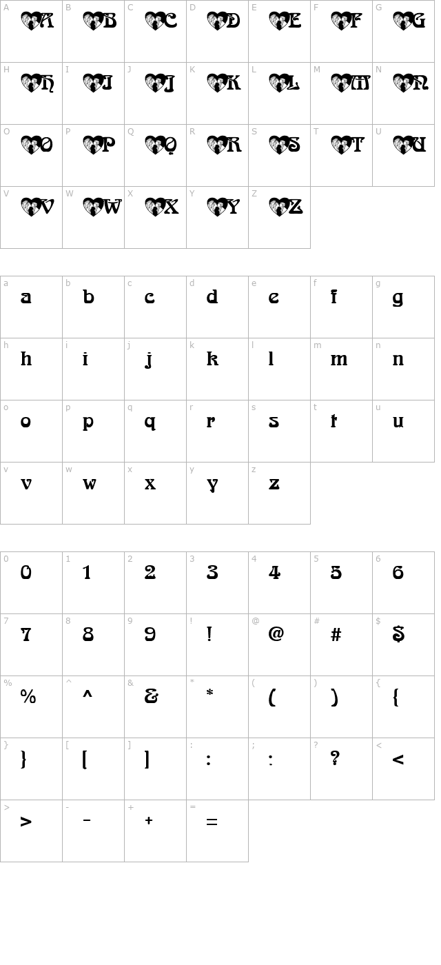 WeddingBlack Becker character map