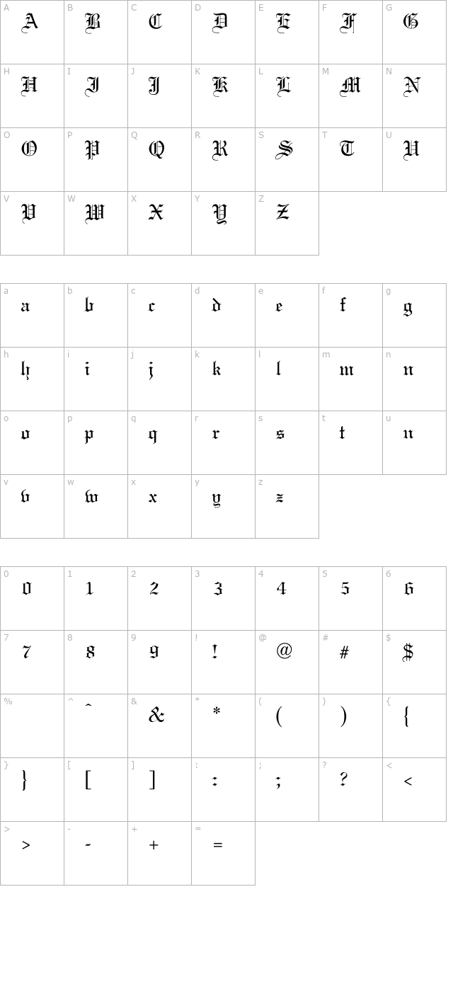 weddingtext-regular character map