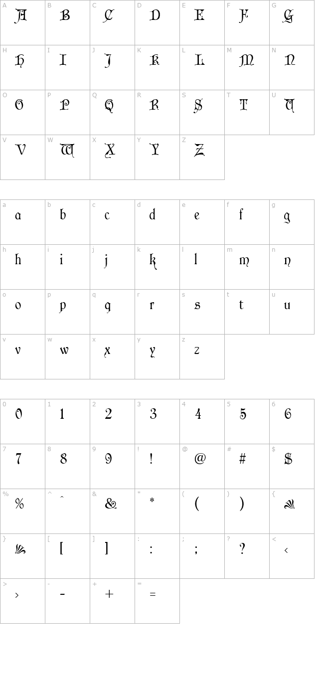 wedlock-normal character map