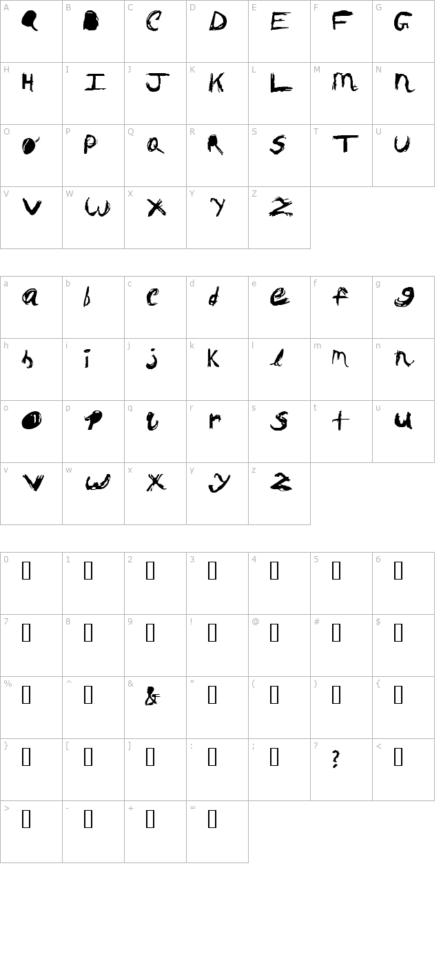 wednesday-74 character map