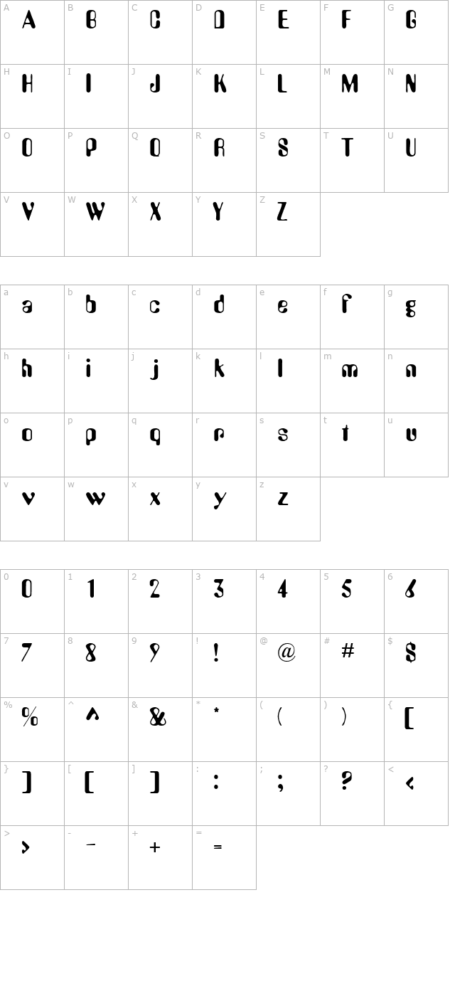 wedossk-bold character map