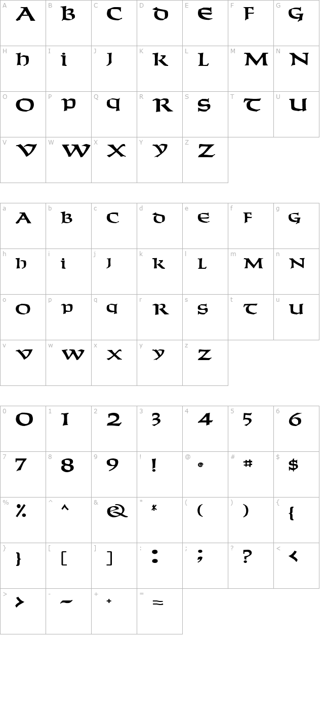 WeekenderType123 Bold character map