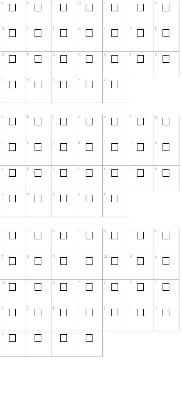 WEIGHANCOR Regular character map