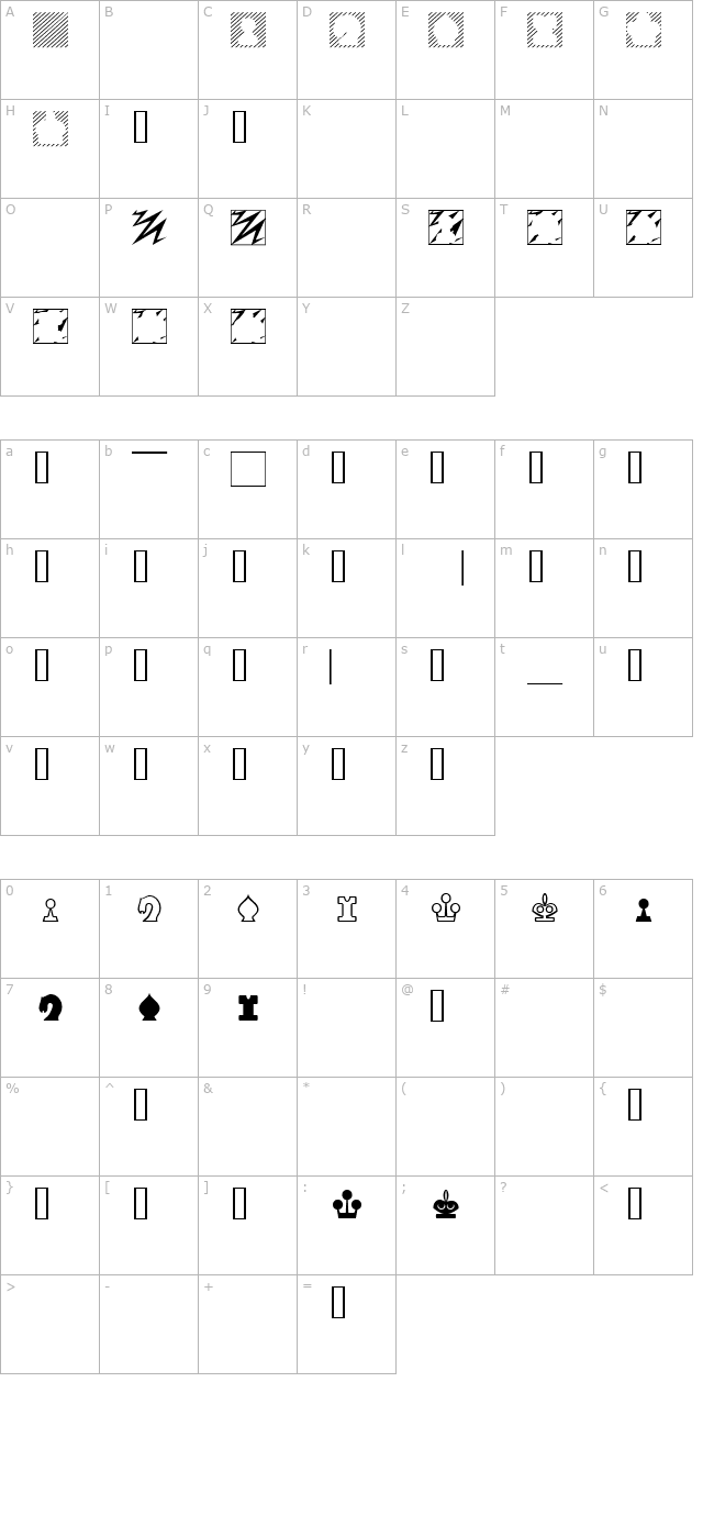 WeirdChessFont character map