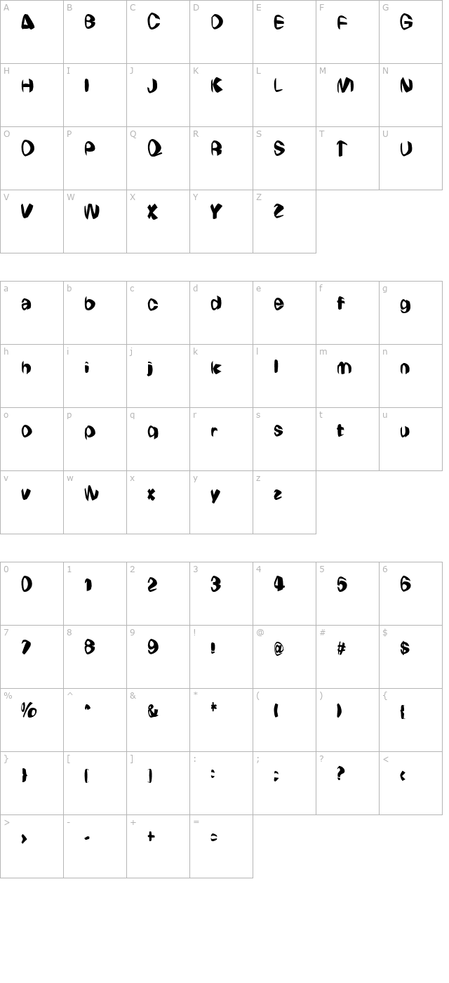 weirdo-regular character map