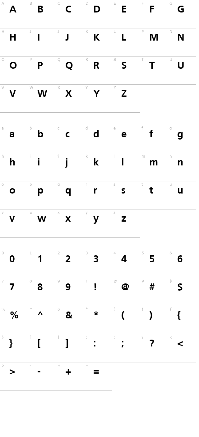 Weissach Bold character map