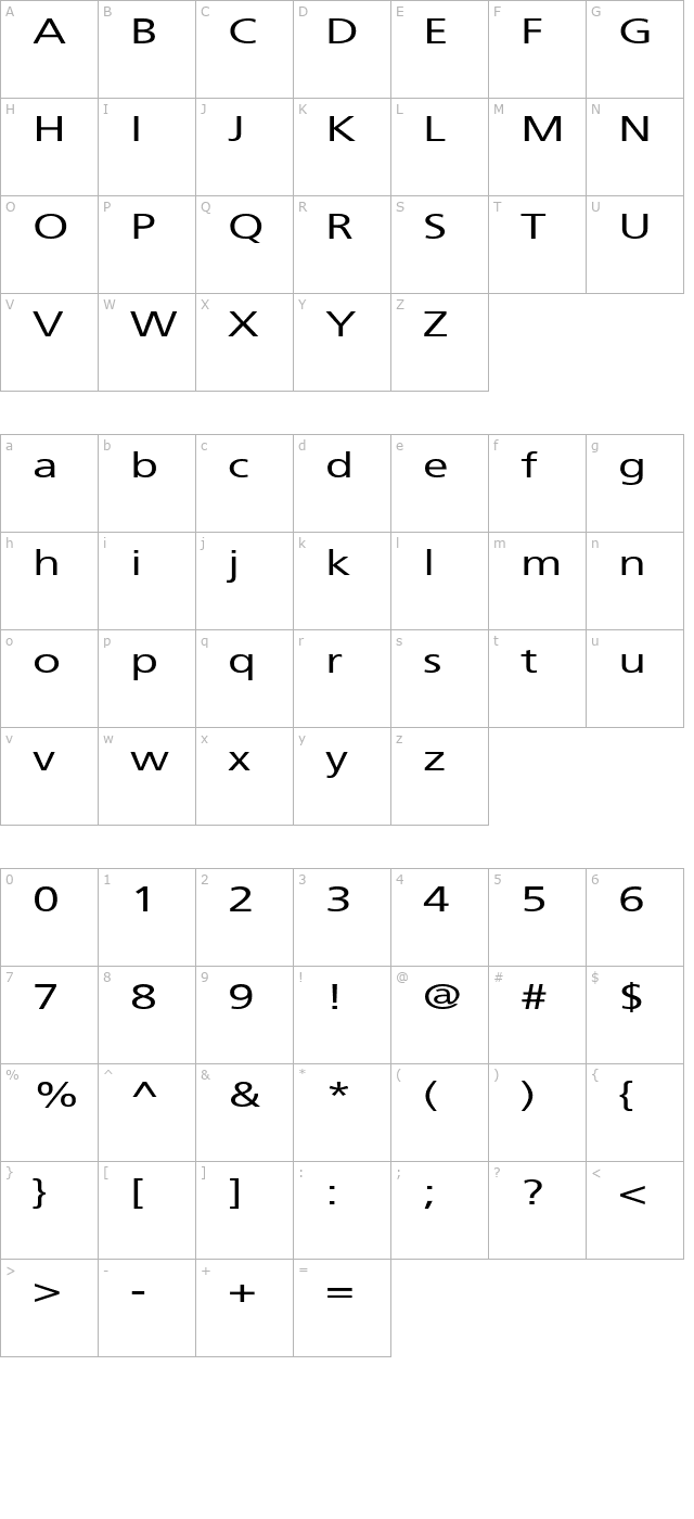 WeissachExtended character map