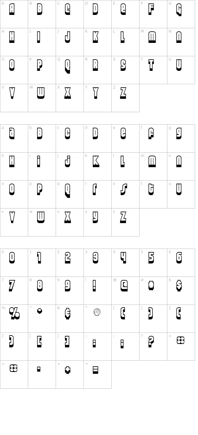 Weltron 2001 character map