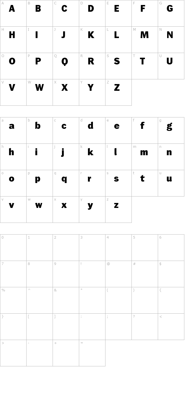 Wendelin-Fett character map