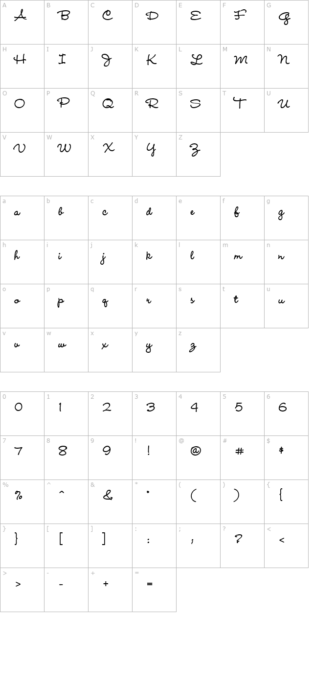 WendyLP-Bold character map