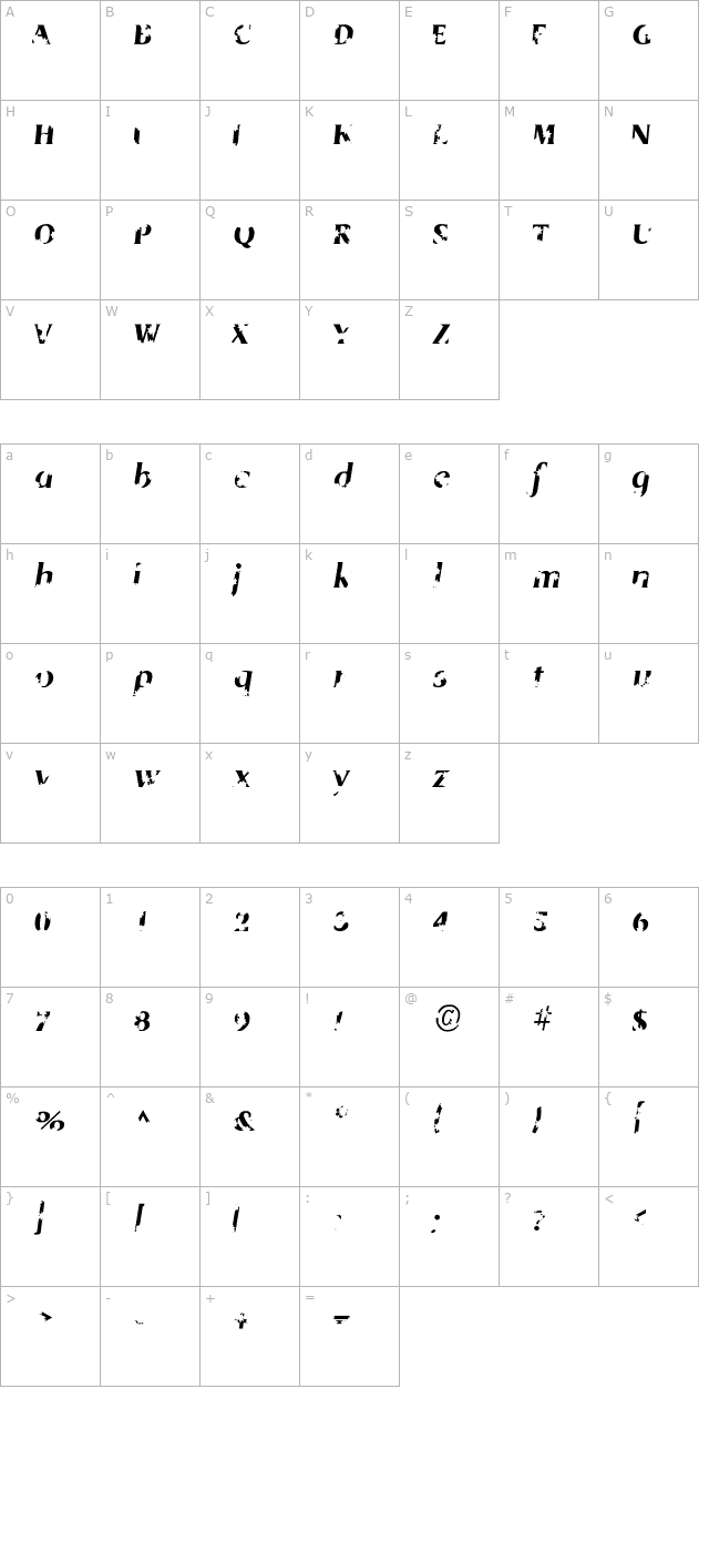 werewolf-sf-bold-italic character map