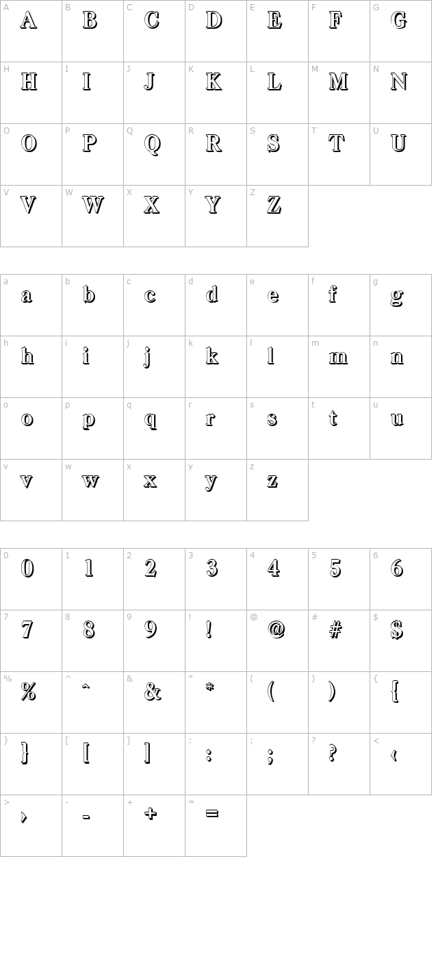 WesleyBeckerShadow-Bold character map