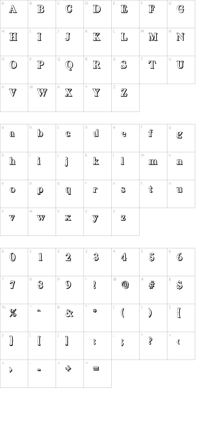 WesleyBeckerShadow-ExtraBold-Regular character map