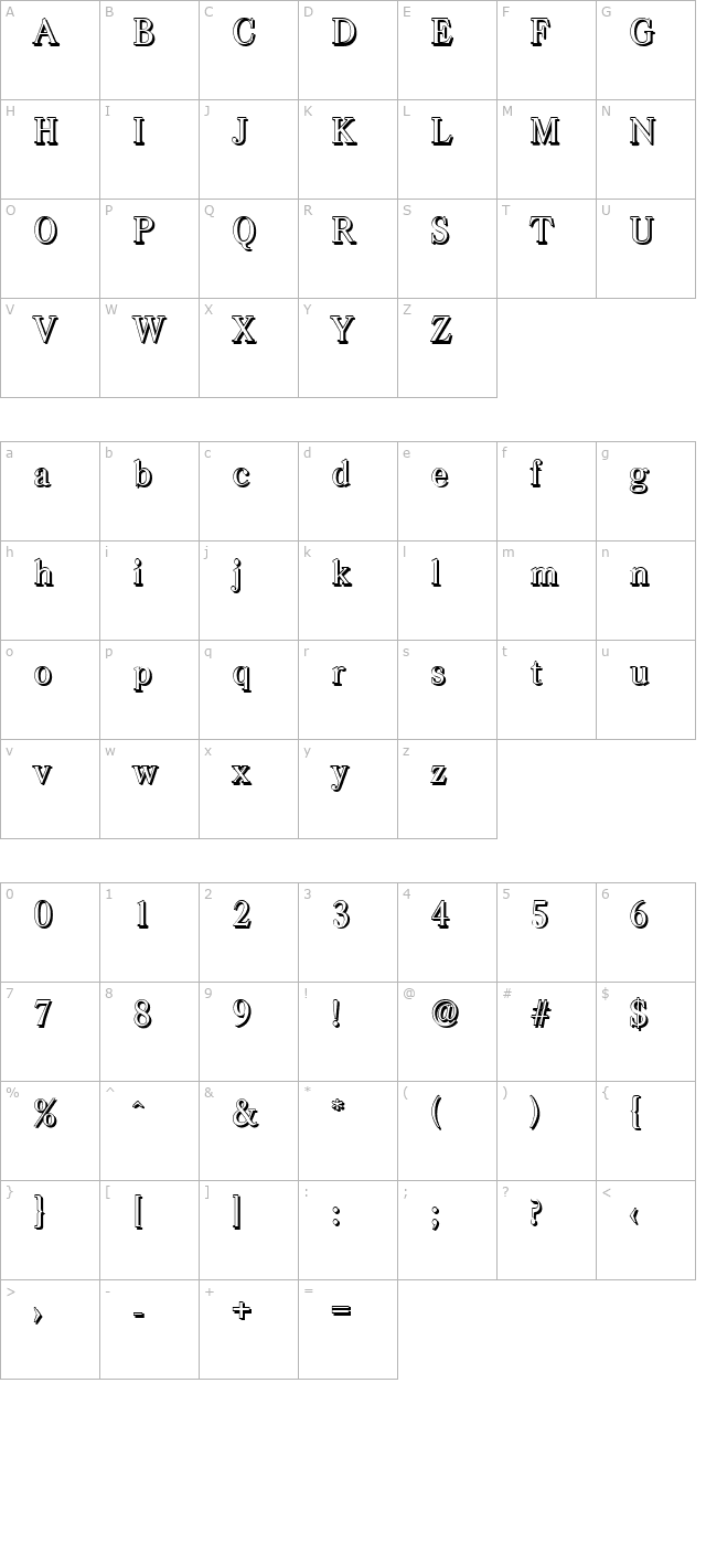 WesleyBeckerShadow-Regular character map