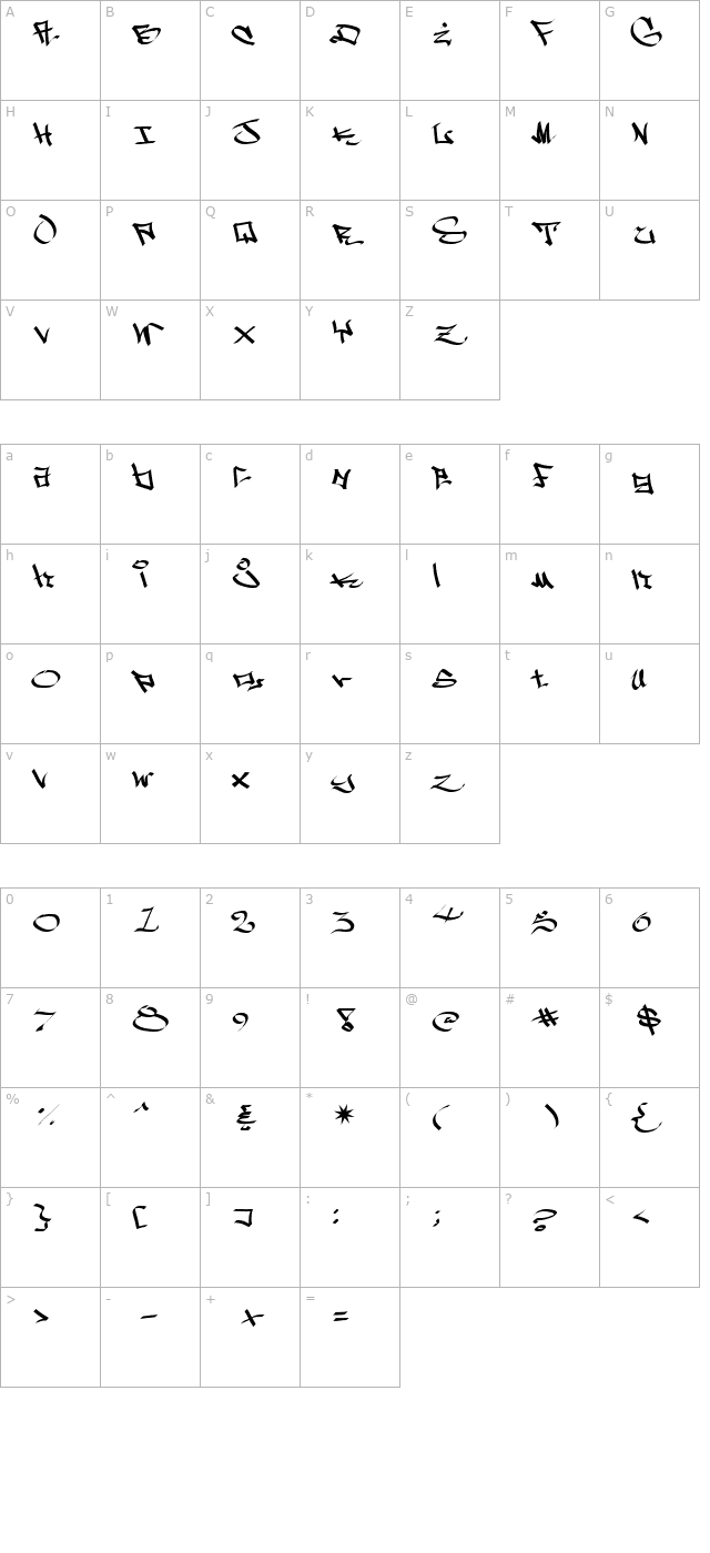 West Side Plain character map