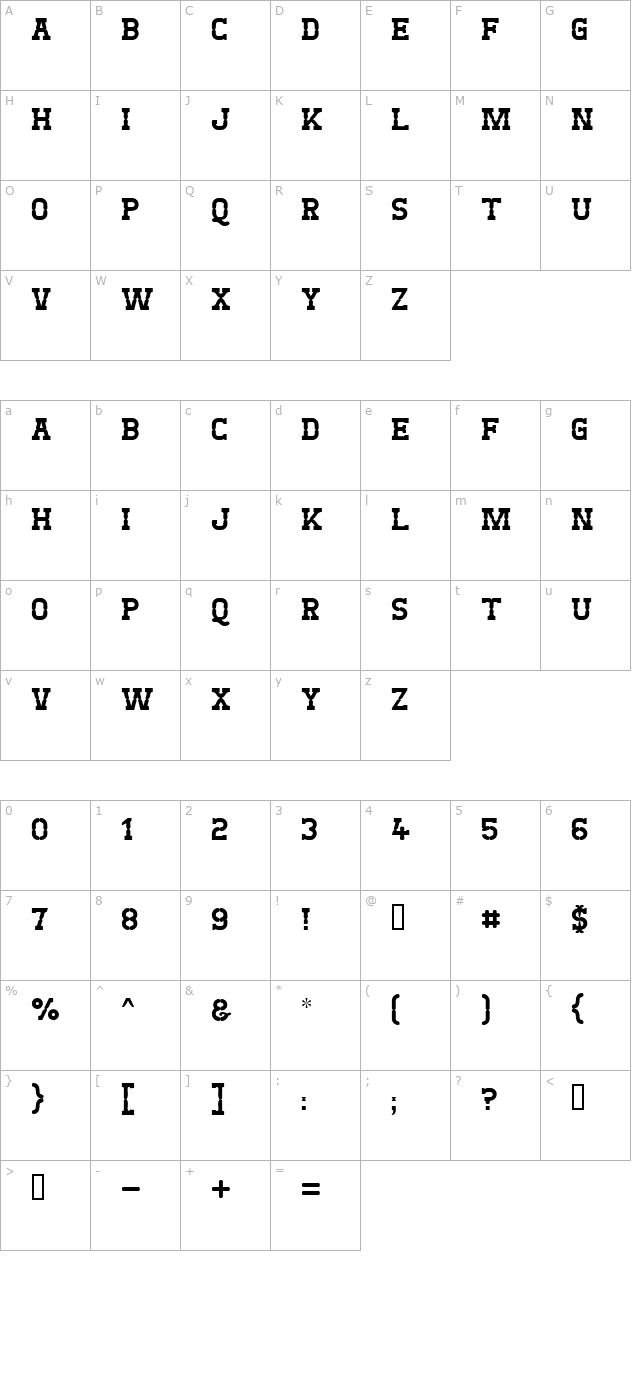 west-test character map