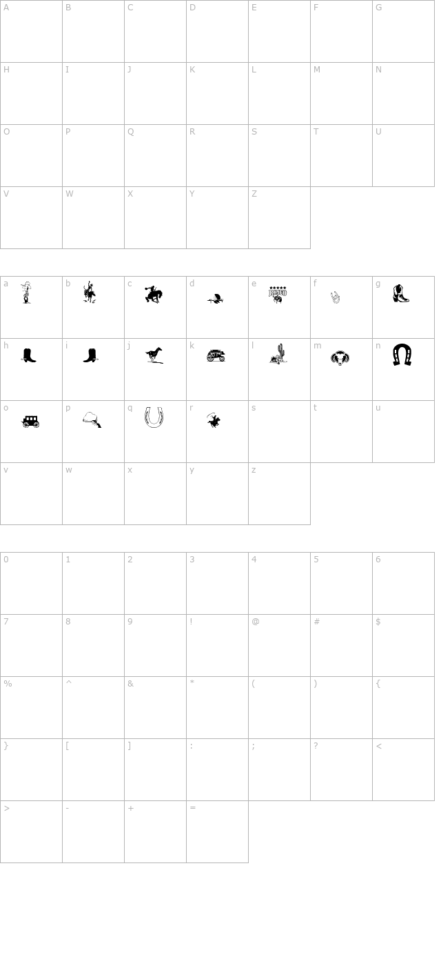 western-dcm character map