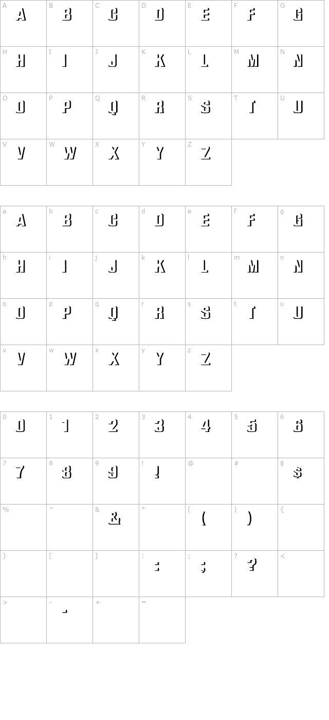 WhatA-Relief Bold character map