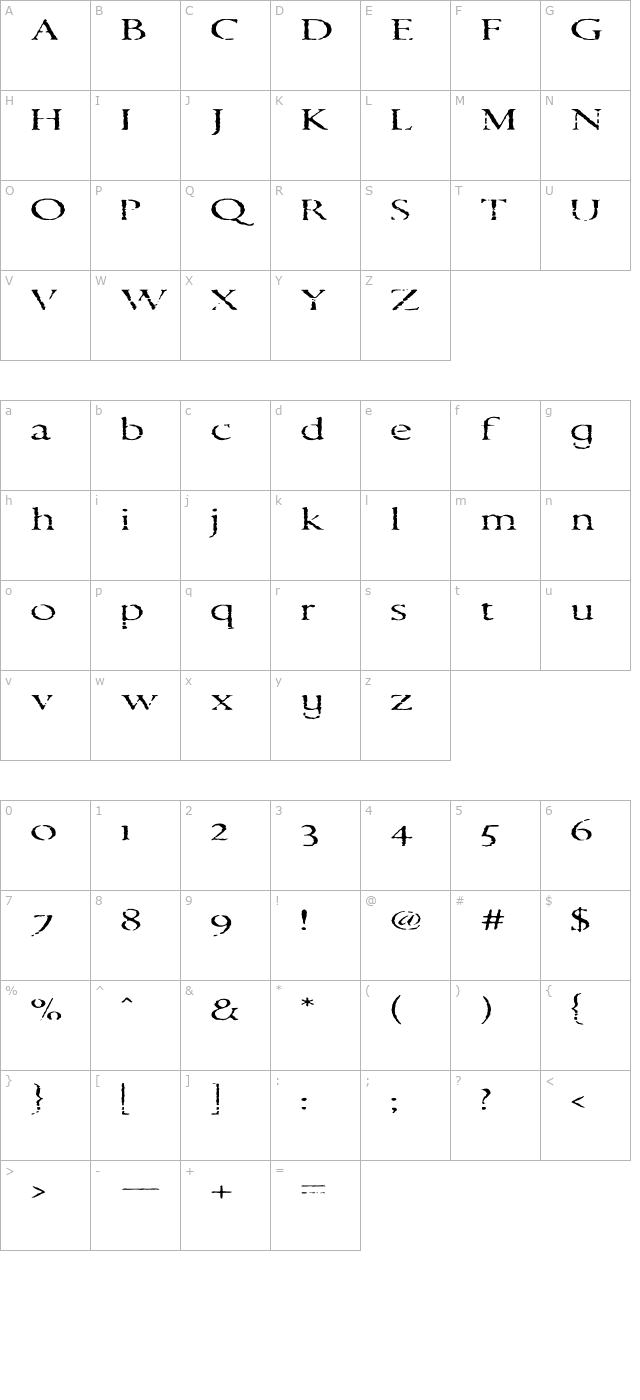 WhydamnitExpanded character map