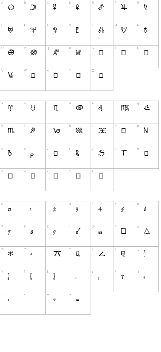 Widget ExtraBold character map