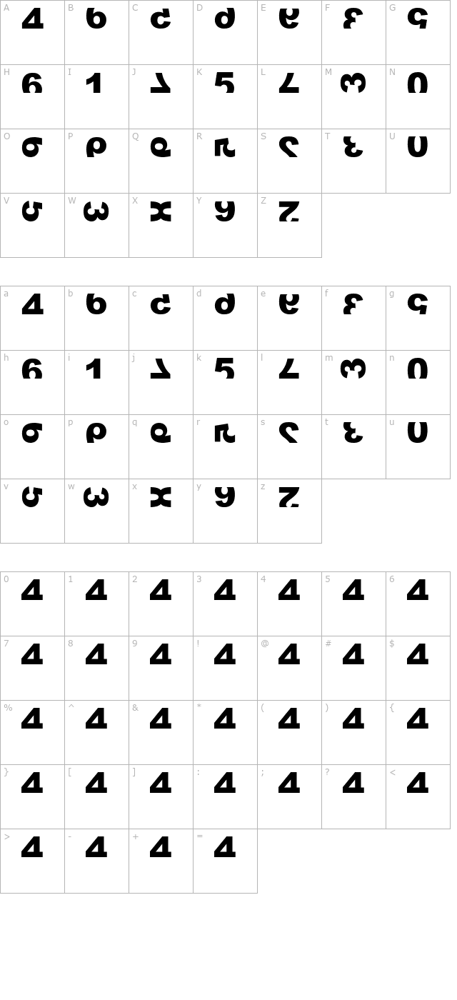 Widznumber Text 1 character map