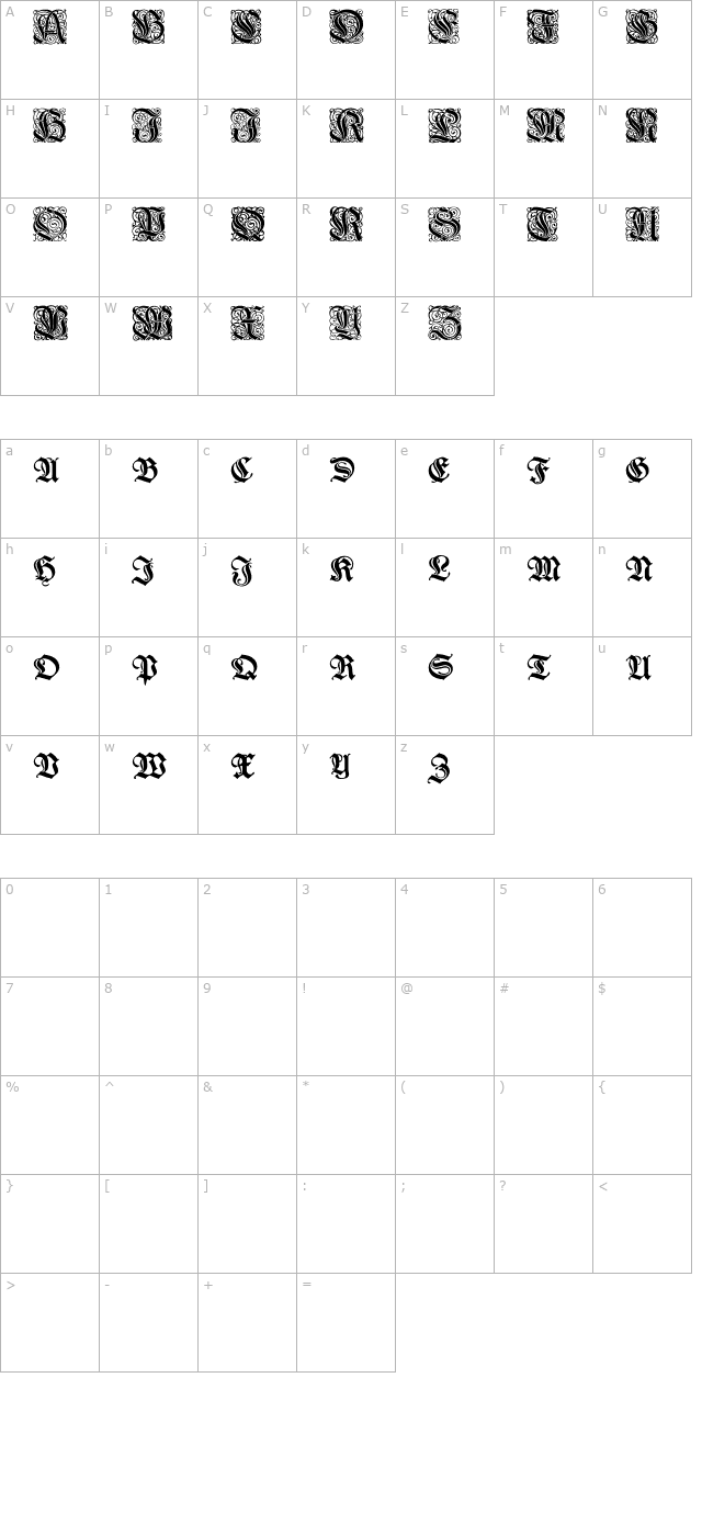 wieynkfrakturinitialen character map