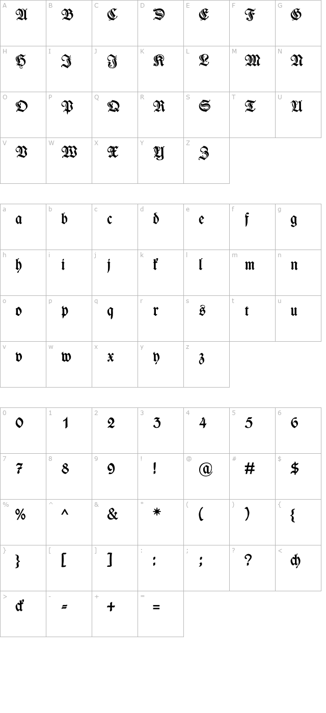 WieynkFrakturZier-Bold character map