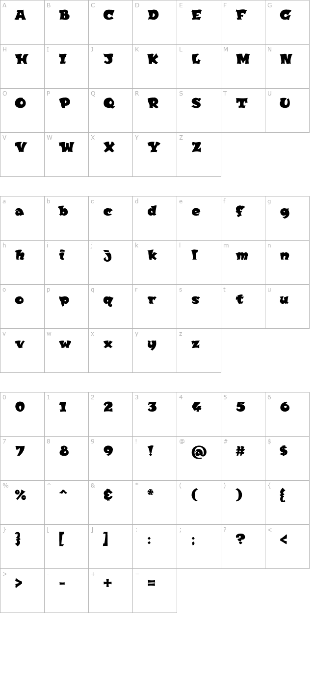 wild2-klash-bold character map