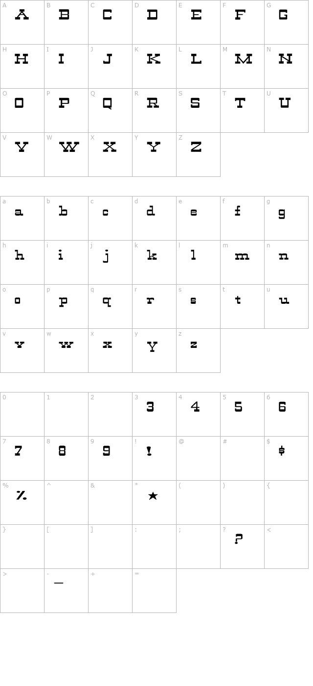 WildWest-Normal Ex character map