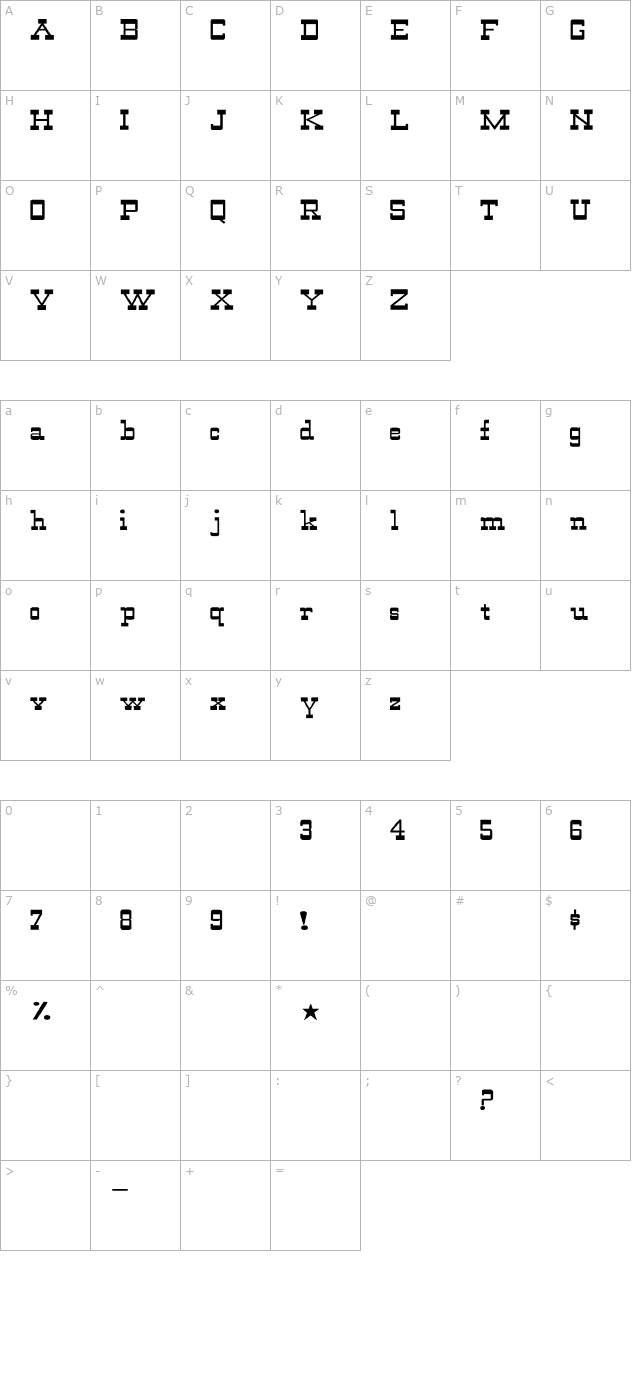 WildWest-Normal Wd character map