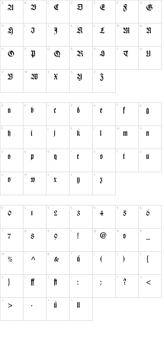 wilhelm-klingspor-cyr character map