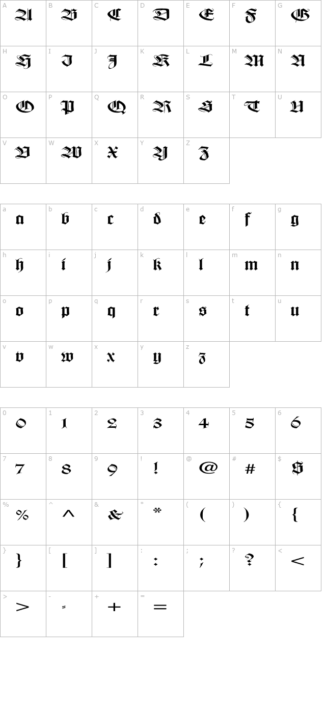 WilhelmKlingsporGotisch Ex character map