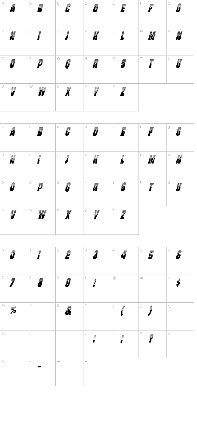 will-italic character map