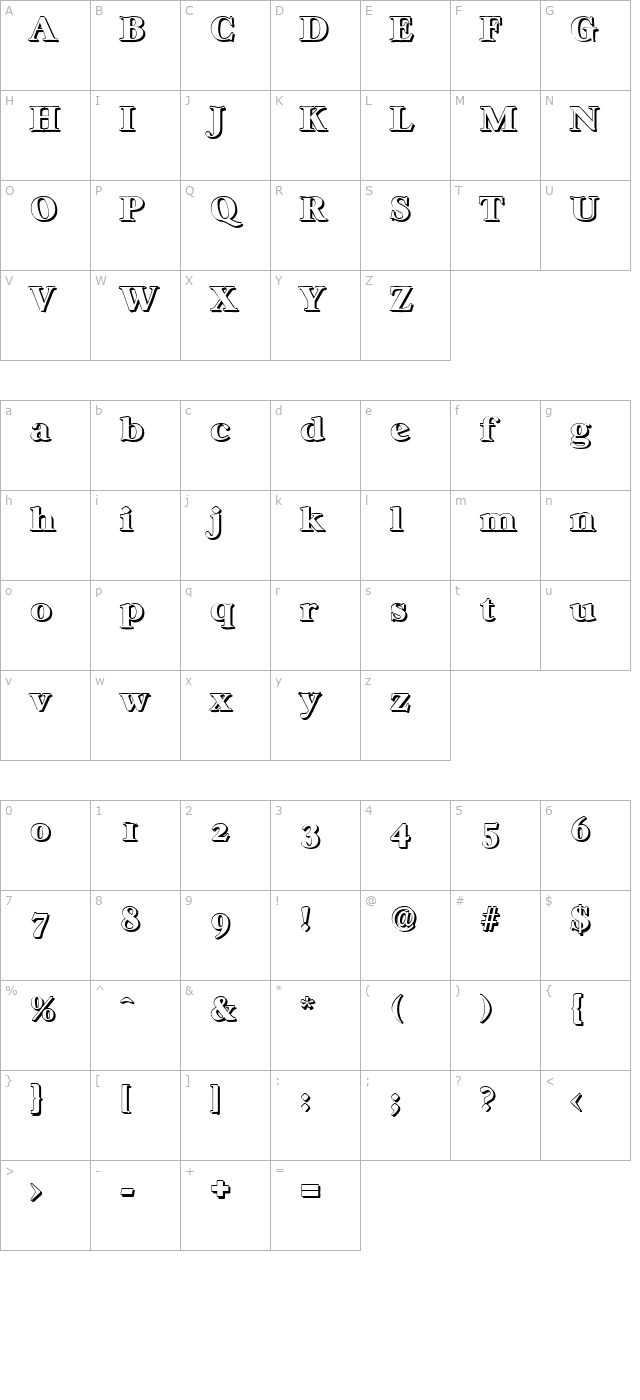 WilliamBeckerShadow-Heavy-Regular character map