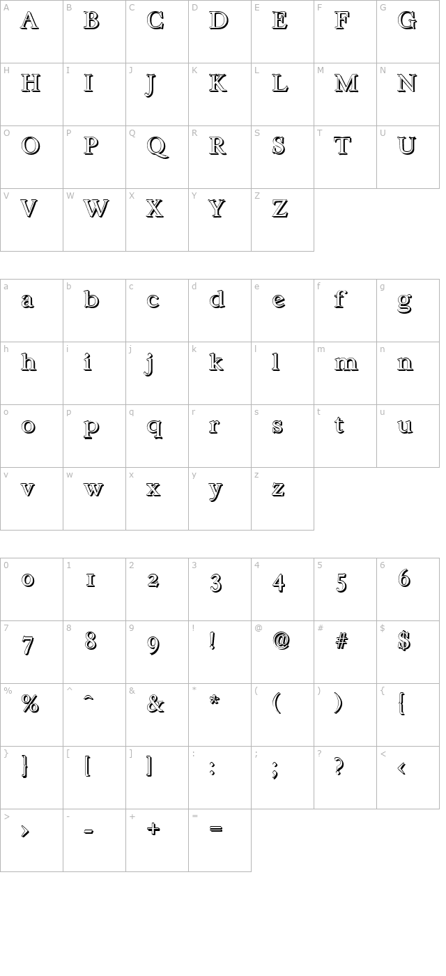 williambeckershadow-light-regular character map