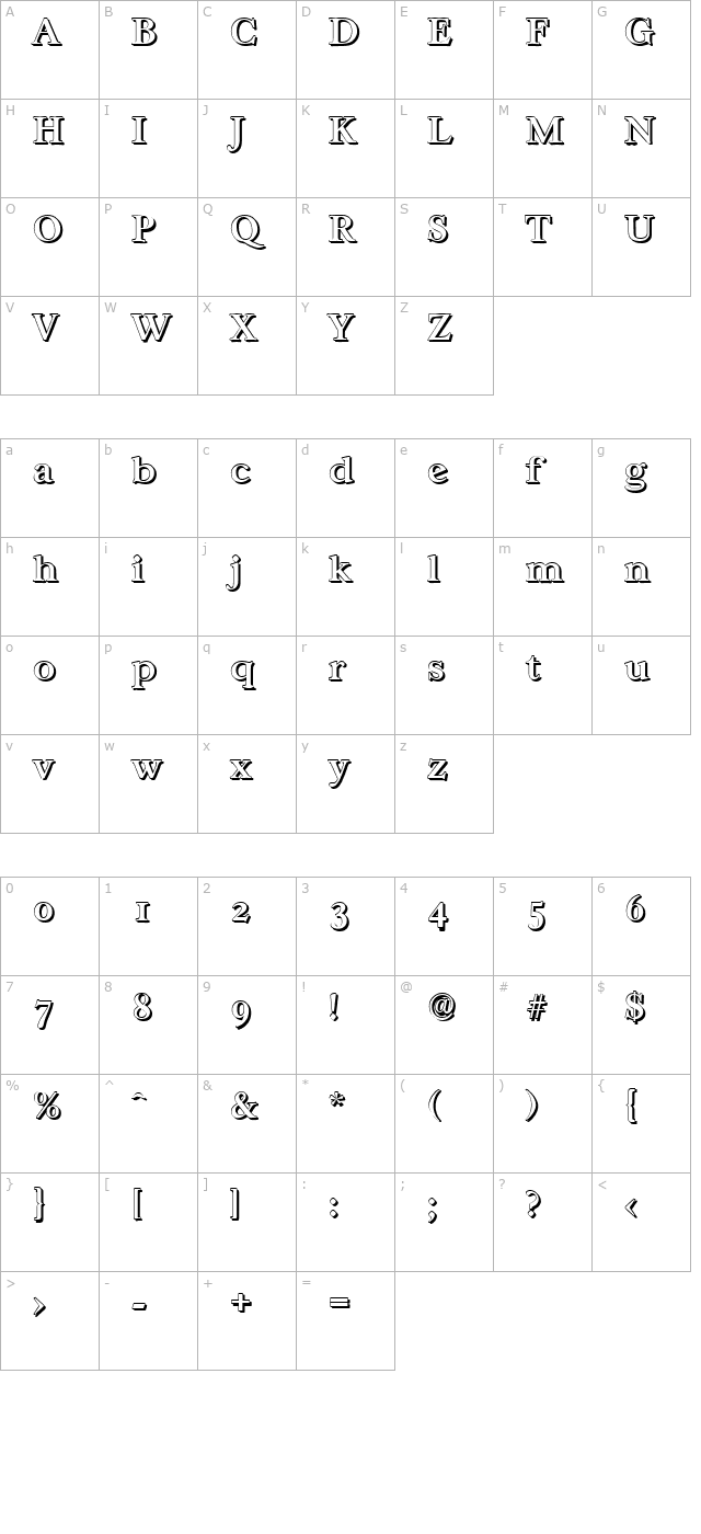 williambeckershadow-medium-regular character map