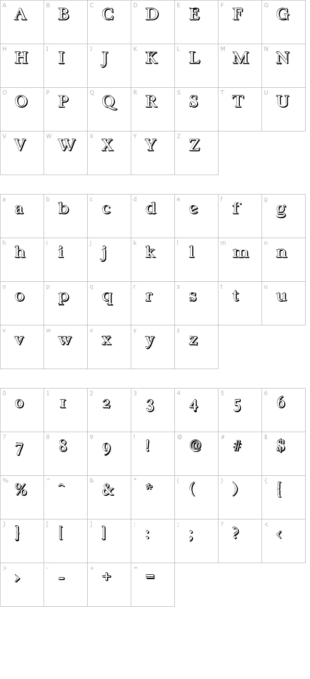 WilliamBeckerShadow-Regular character map